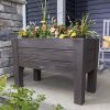 Rectangular Plastic Raised Garden Bed Planter Box - Dark Grey Cedar Wood Finish